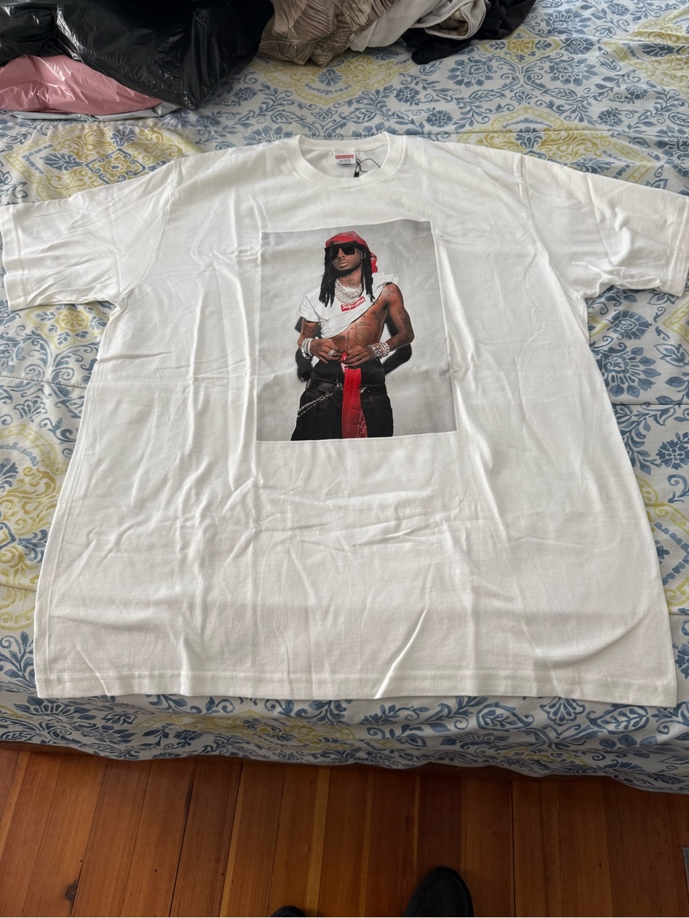 Supreme Playboi Cardi White Graphic Tee with Red Detail